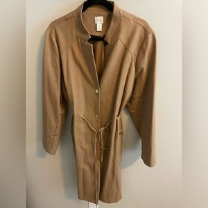 Lightweight Size 3 Chicos camel jacket - drawstring waist and great gold detail